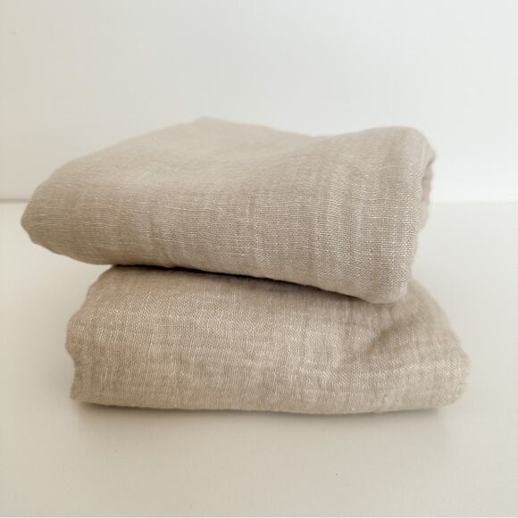 Set of 2 Restoration Hardware Crinkled Linen-Cotton Euro Shams - Picture 2 of 11